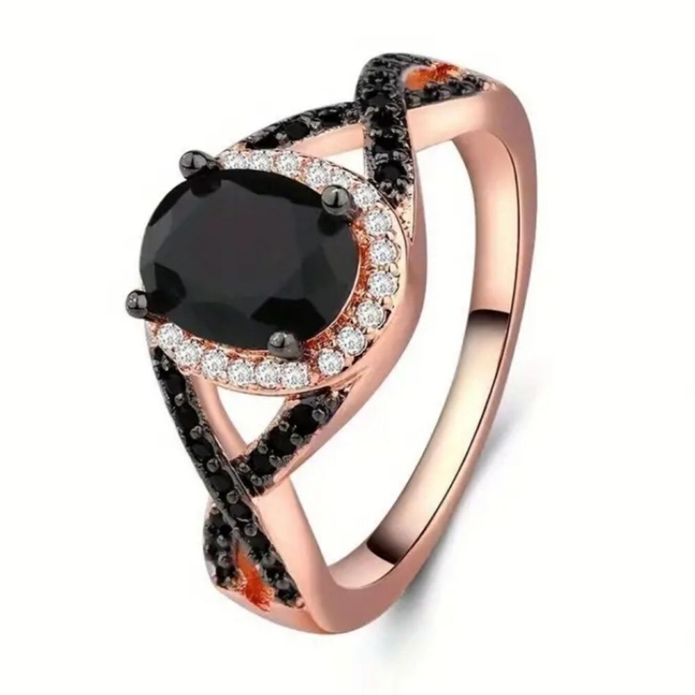 Retro black diamond Temperament ring sz 8